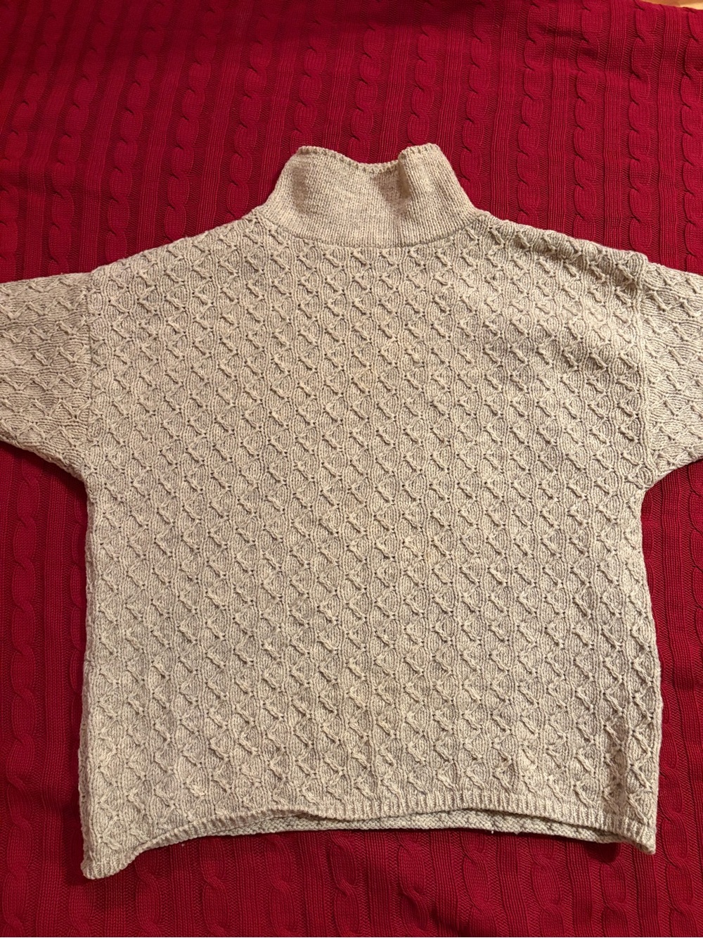Eileen Fisher Chunky Cable Cream Mock Neck Sweater for Women Y2K